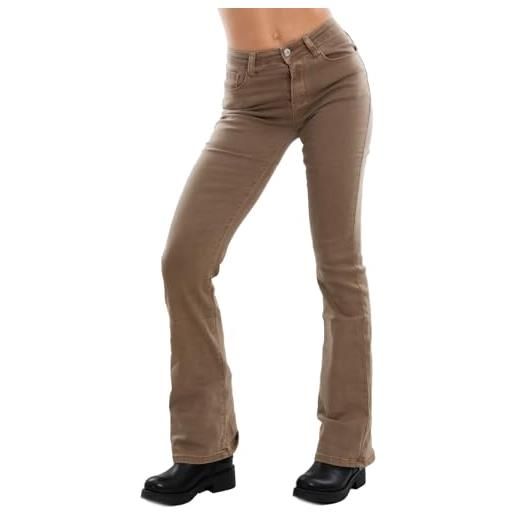 Toocool - jeans donna pantaloni skinny elasticizzati zampa elefante campana nuovi af108 [m, bianco]