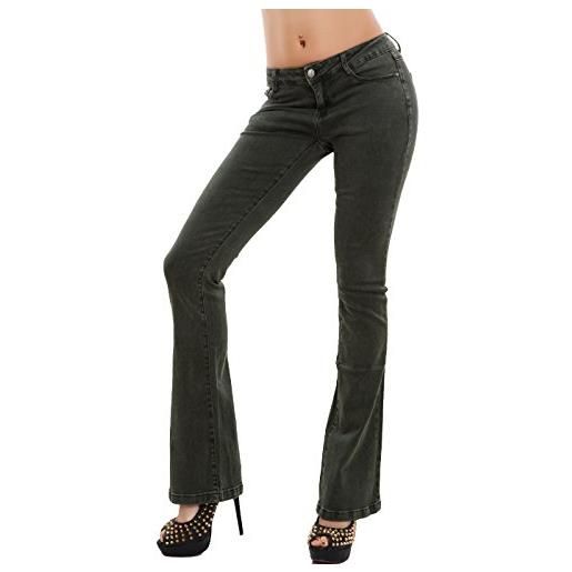 Toocool jeans donna pantaloni skinny elasticizzati zampa elefante campana nuovi af108 [m, beige scuro]
