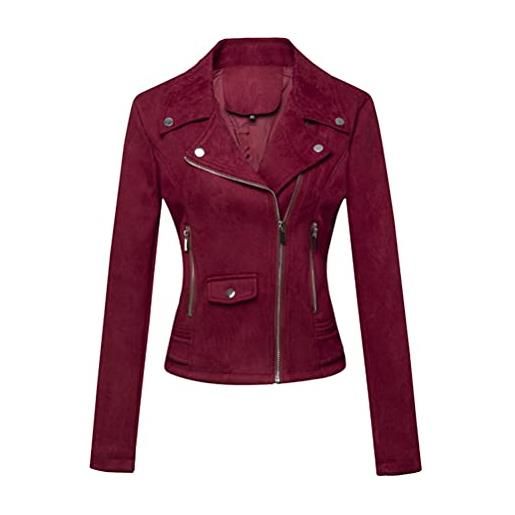 Onsoyours biker jacket giacca donna giacca faux leather jackets classico streetwear con tasca outwear cerniera giacca corto slim jacket giacche cappotto a viola 3xl
