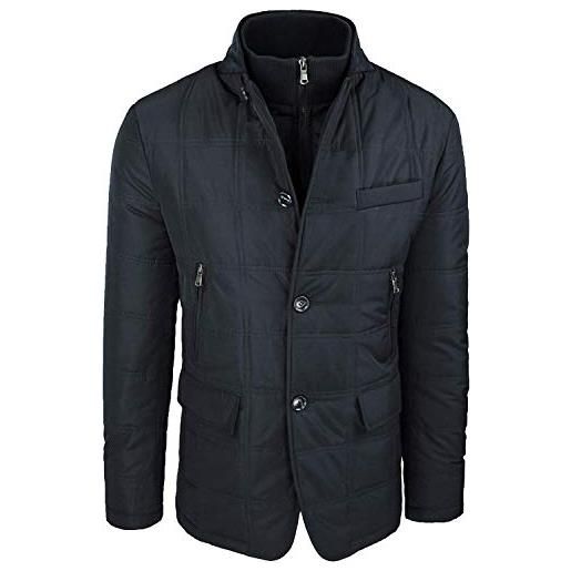 Evoga giubbotto piumino uomo sartoriale casual elegante invernale da 46 a 62 (taglia produttore 48, nero)