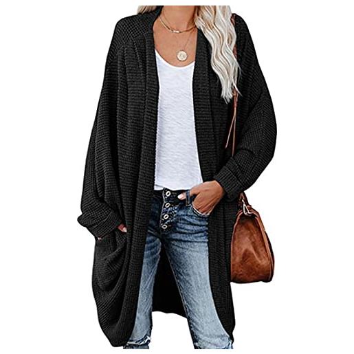 ORANDESIGNE cardigan donna lungo maglia manica lunga maglione cappotto elegante casual invernale delle elegante maglione cardigan maglieria capispalla d-nero s