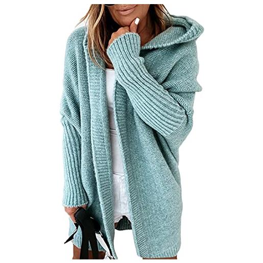 ORANDESIGNE cardigan donna lungo maglia manica lunga maglione cappotto elegante casual invernale delle elegante maglione cardigan maglieria capispalla d-blu xl