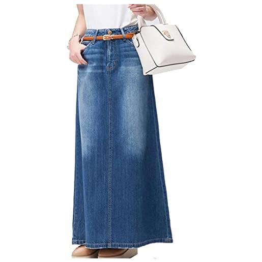 PYTRXGBO primavera a line plus size lungo maxi abito donna jeans gonna, blu, xxl