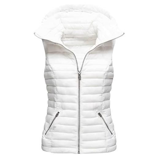 ORANDESIGNE gilet donna invernale piumino smanicato con cappuccio piumino senza maniche giubbotto smanicato leggero gilet imbottito c rosa rossa s