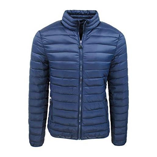 Evoga piumino uomo trade invernale casual giacca giubbotto slim fit con cappuccio (xl, blu)