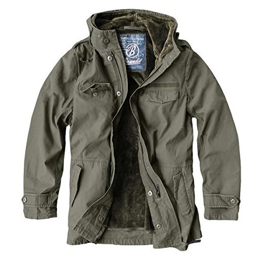 Brandit af parka uomo giacca invernale nero xl 100% cotone regular