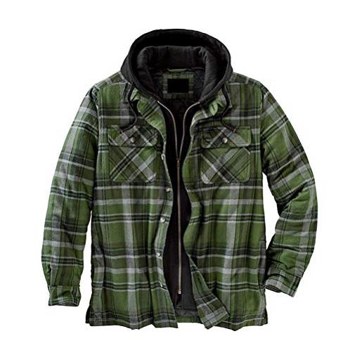 Minetom camicia da uomo in stile casual da boscaiolo plaid flanella a quadri camicia imbottita da lavoro di cotone cappotto invernale a verde xl
