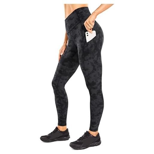 CRZ YOGA donna vita alta yoga fitness spandex palestra pantaloni sportivi leggins con tasche-63cm la nebbia di inchiostro fumo 40