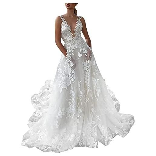 Onsoyours abiti da sposa donne vestito da sposa abito nuziale lungo sirena pizzo senza maniche a rosa l