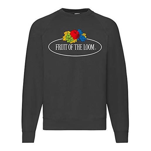 Fruit of the Loom felpa classica raglan con logo vintage sul petto, deep navy - vintage-logo groß, xxl