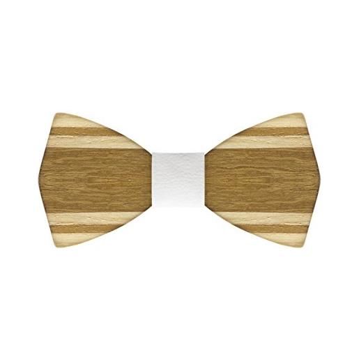 InLegnoWoodDesign papillon in legno di frassino e iroko accessori moda cerimonia mod. Forman (bianco)