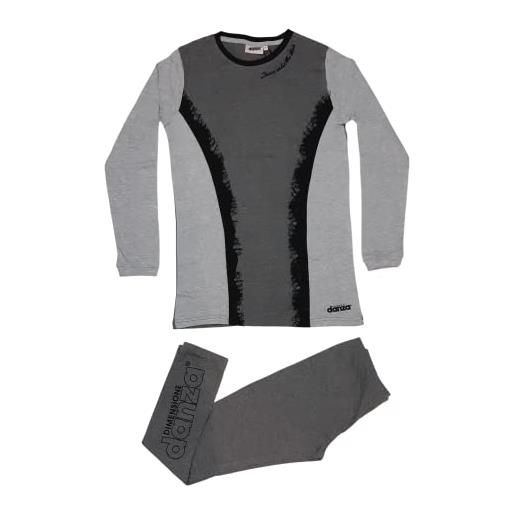 Dimensione Danza pigiama donna maxi blusa + leggings in cotone interlock 20197 (l, grigio)