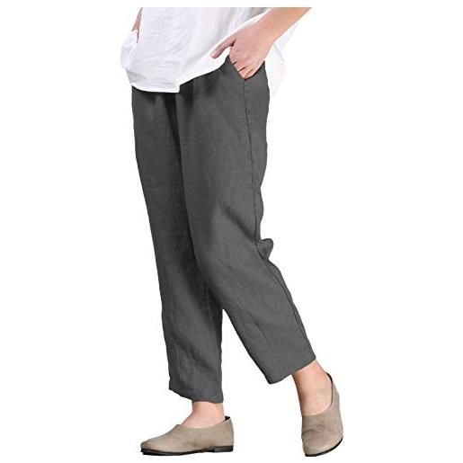 FTCayanz donna cropped pantaloni larghi estivi casual pantalone in lino bianca xxl
