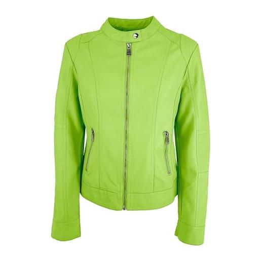 JOPHY & CO. giacca corta donna ecopelle con tasche, cerniere e scollo coreana (cod. 8820) (verde scuro (cod. 8820), xs)