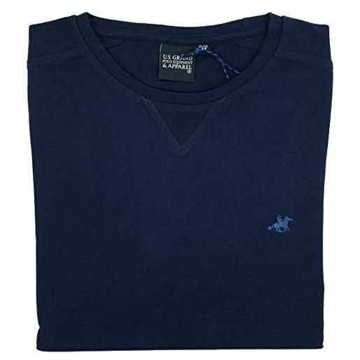 U.S. Grand Polo Equipment & Apparel t shirt uomo maniche lunghe tinta unita 100% cotone taglie forti 3xl 4xl 5xl 6xl (3xl - nero)
