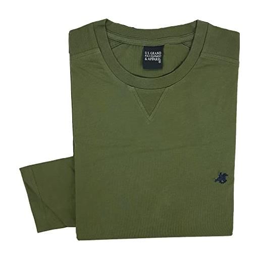 U.S. Grand Polo Equipment & Apparel t shirt uomo maniche lunghe tinta unita 100% cotone taglie forti 3xl 4xl 5xl 6xl (5xl - nero)
