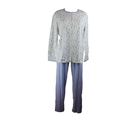 Linclalor pigiama donna aperto caldo cotone art. 92624 taglie forti 46-64 (panna ibisco, 52)