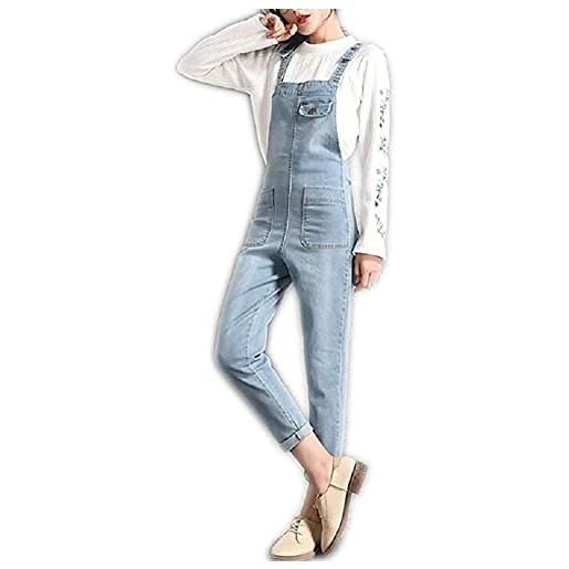 Lazutom salopette da donna in denim larghi casual da donna, blu, 54