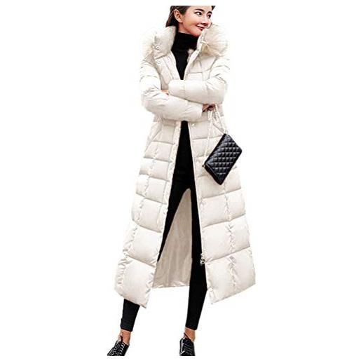 ORANDESIGNE cappotto donna piumino giacca con cappuccio calda cappotti lungo elegante piumino invernale giubbotto lungo c bianco m
