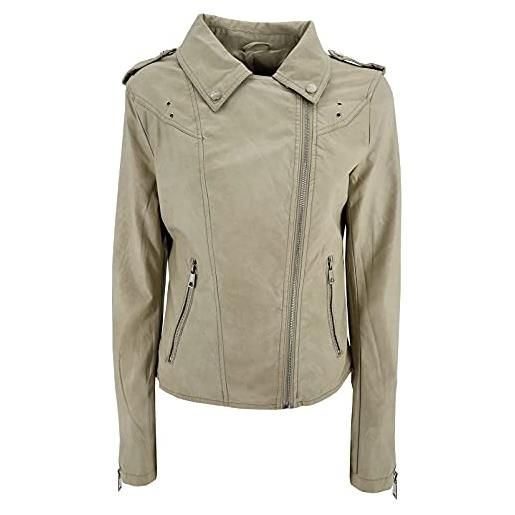 JOPHY & CO. giacca corta chiodo donna ecopelle con tasche & cerniere (cod. 2560, 33107, 3985, 2502, hm30 & hm31) (khaki (cod. 091), l)