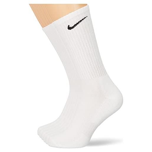 Nike calzini "u nk everyday cush crew", di colore bianco, nero e grigio, in confezione da 3 paia bianco 34-38