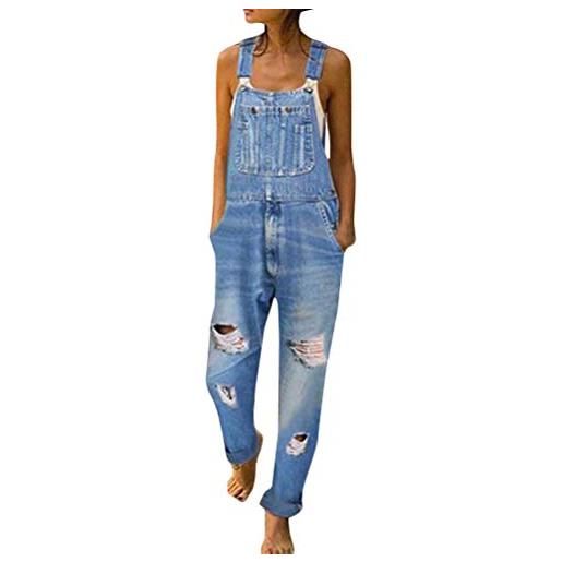 Onsoyours tuta di jeans donna tuta di jeans tuta salopette di jeans slim tuta salopette pantaloni denim pantaloncini dungarees senza maniche tute casual d azzurro m