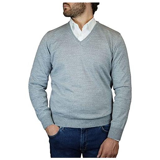 Iacobellis maglione uomo pullover scollo v misto lana merinos extrafine made in italy 4xl 56 vinaccia