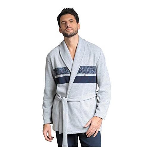 Enrico Coveri pigiama uomo invernale, pigiama uomo in caldo jacquard, pigiama uomo felpato, caldo e confortevole, pigiama uomo invernale (m, 5082 grigio)