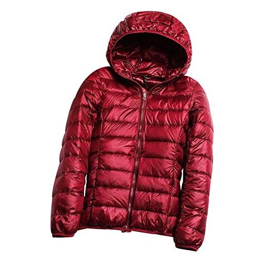 Pengniao piumino leggero donna con cappuccio piumini leggeri giacca cappotto piumino ultraleggero donna giacconi piuma invernali giubbotti imbottiti giubbini imbottito invernale piumini per signora rosso xl