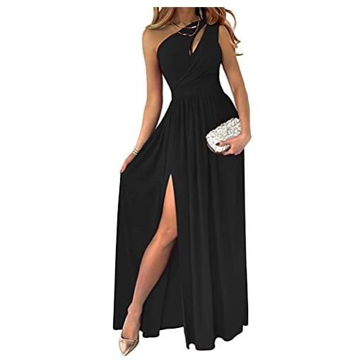 Tomwell donna vestiti lungo nero elegante manica lunga vestito da cerimonia abito da sera partito scollo a v maxi abiti c viola s