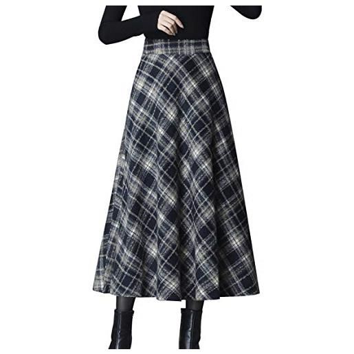 Moviendress gonna a vita alta donna lunga scozzese lana invernali vintage caldo quadri eleganti pieghe gonna lunghe (l, colour 6)