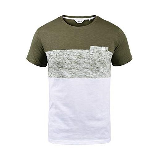 !Solid sinor maglietta a maniche corte t-shirt con stampa da uomo con girocollo cerniera in cotone 100% , taglia: l, colore: ivy green (3797)