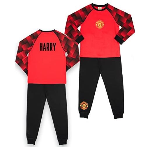 Manchester United f. C - pigiama personalizzato per bambini - pigiama rosso a maniche lunghe - 100% cotone - merce ufficiale f. C - 13/14 anni