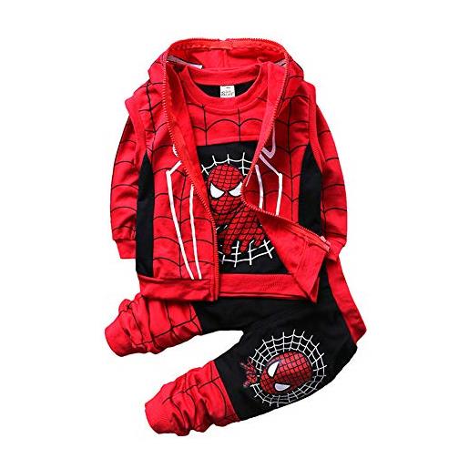 Taenzoess set di abbigliamento bambini completino spiderman maniche lunghe tute ragazze felpa con cappuccio camicie e pantaloni pullover (140, black)
