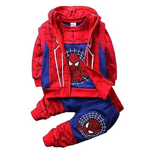 Taenzoess set di abbigliamento bambini completino spiderman maniche lunghe tute ragazze felpa con cappuccio camicie e pantaloni pullover (120, black)