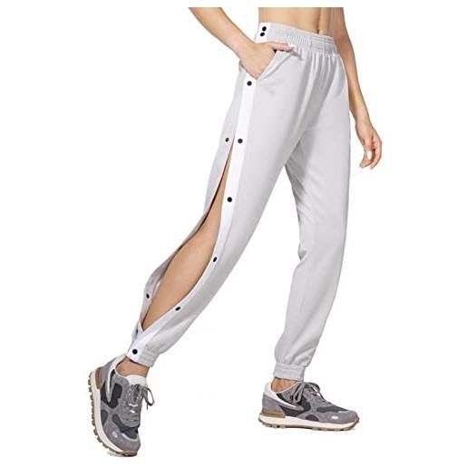 Modaworld pantaloni sportivi donna con bottoni laterale comodi pantaloni da jogging donna leggeri pantaloni da tuta donna con tasche per fitness