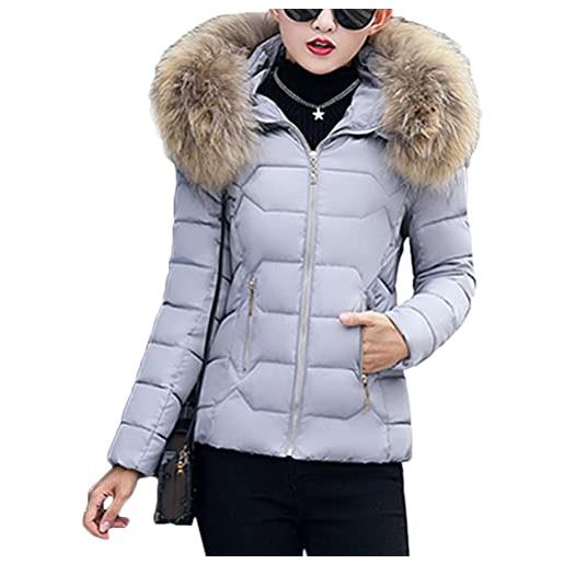 Onsoyours giacca invernale imbottita calda parka con pelliccia esterno con cappuccio giaccone da lavoro antivento giacca pesante donna a rosa m