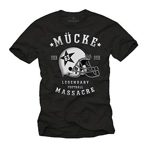 MAKAYA magliette maniche corte uomo - casco football americano bulldozer - t-shirt con scritte numero 63 - taglie forti nero l