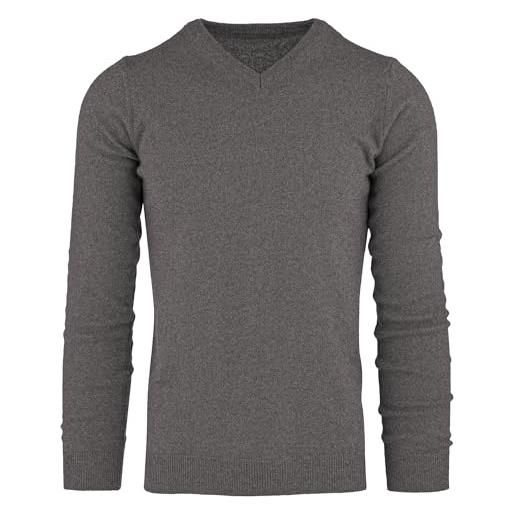 Cashmere Zone-maglione uomo collo a v pullover invernale manica lunga morbido e caldo in 5% cashmere blend 25% lana, 30% viscosa e 40% poliamide (l, blu)