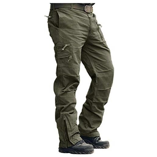 Onsoyours pantaloni cargo uomo con tasche pantaloni camouflage militari pantaloni militare elasticizzati trekking baggy lunghi oversize casual calzoni vintage outdoor a army. Green m