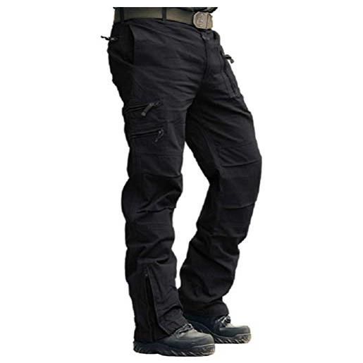 Onsoyours pantaloni cargo uomo con tasche pantaloni camouflage militari pantaloni militare elasticizzati trekking baggy lunghi oversize casual calzoni vintage outdoor a nero xxl