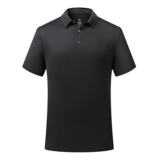 OYUEGE camicia da golf da uomo slim fit golf shirt con colletto manica corta stretch polo shirt athletic golf abbigliamento per uomo estate, nero , xl
