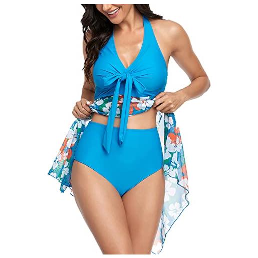 amropi donna costume da bagno gonna bikini set due pezzi tankini halter swimsuit marina fiore, xl