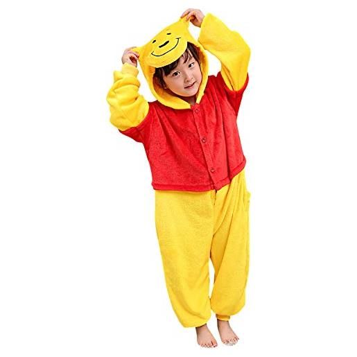 Dolamen bambini unisex kigurumi pigiama onesie, ragazza ragazzo anime cosplay halloween natale party costume attrezzatura sleepwear (120-130cm (47-51), winnie)
