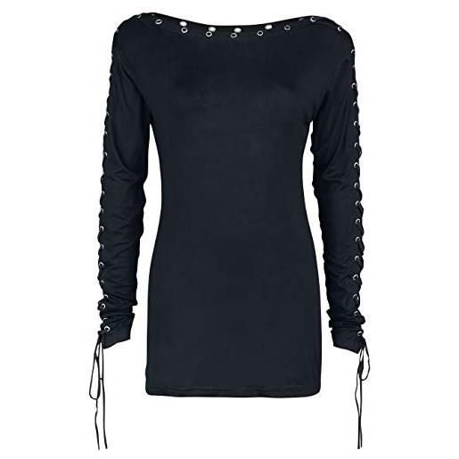 Gothicana by EMP donna maglia nera a maniche lunghe con maniche staccabili s