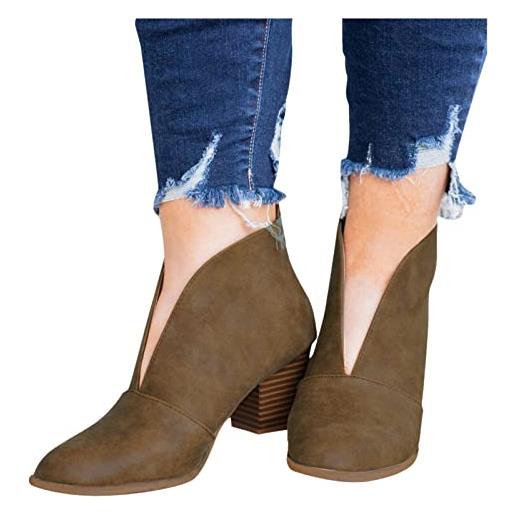 Kobilee stivaletti chelsea donna comode con tacco autunnali invernali stivali calzino bassi pelle scamosciati eleganti stivaletti ankle chelsea boots chunky stringati cowboy morbidi anfibi