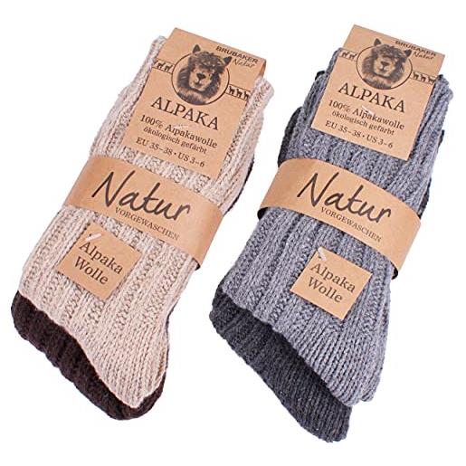 Brubaker 4 paia di calzini caldi e morbidi , in lana alpaca miscelazione dei colori eu 47-50 / it 44-48