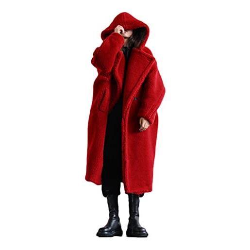 ORANDESIGNE cappotti giacca donna pelliccia artificiale giacca calda felpa con cappuccio di capispalla cardigan invernale casuale elegante taglie parka grigio xs
