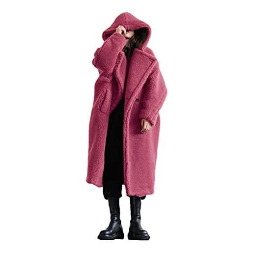 ORANDESIGNE donna lana e cashmere giacca da donna invernali inverno caldo cappotto di lana delle donne cappotto donna invernale elegante taglie parka rosa l