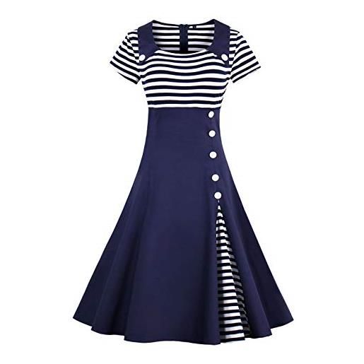 VERNASSA vestito anni '50 donna cocktail floreale abito cerimonia in cotone a-line stile vintage anni'50 abito，taglie forti s-4xl